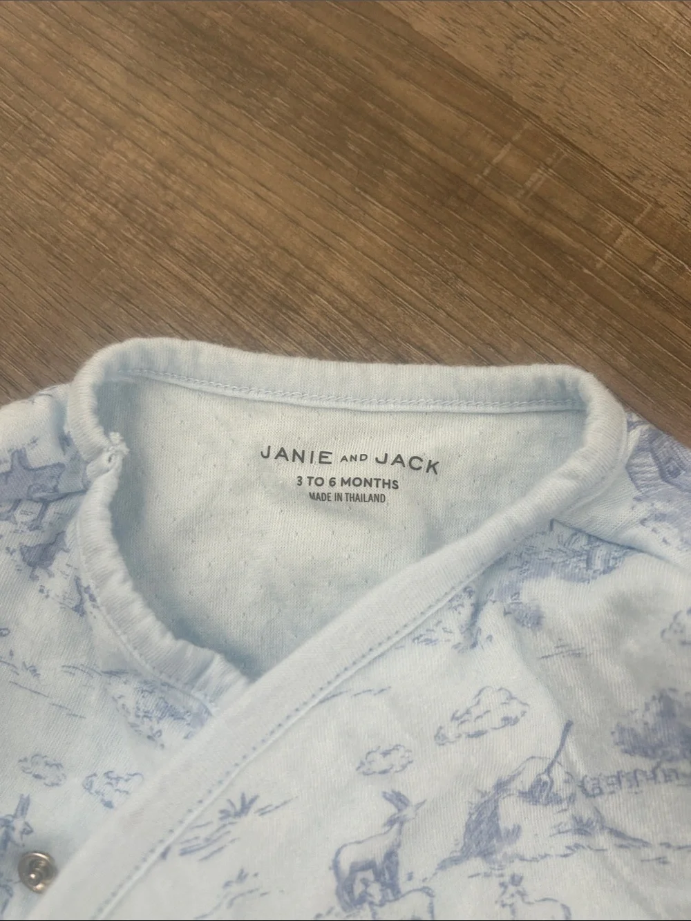 Janie and Jack Light Blue Animal Print Footie